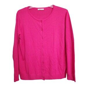 WoolOvers Merino Wool/Cashmere Blend Pink Button-Up Cardigan Sweater Size XL